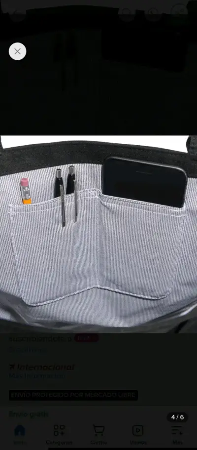 Bolso tote negro Carhartt con bolsillo - miniatura 4