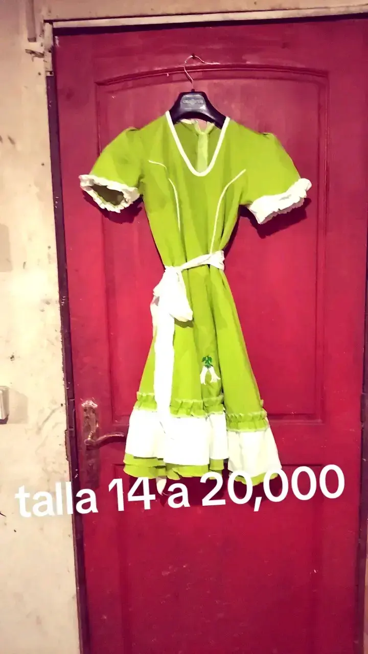 Vestido de niña folclórico verde y rojo - 4