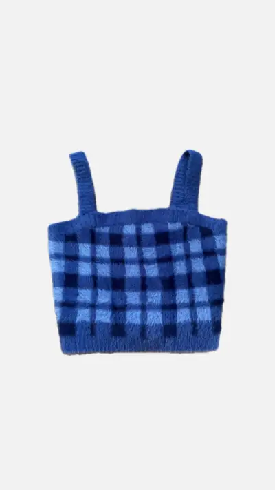 Top de tirantes azul a cuadros para mujer - miniatura 1