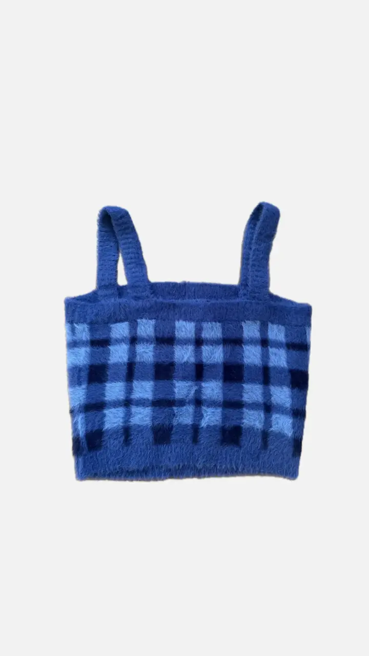 Top de tirantes azul a cuadros para mujer - 2