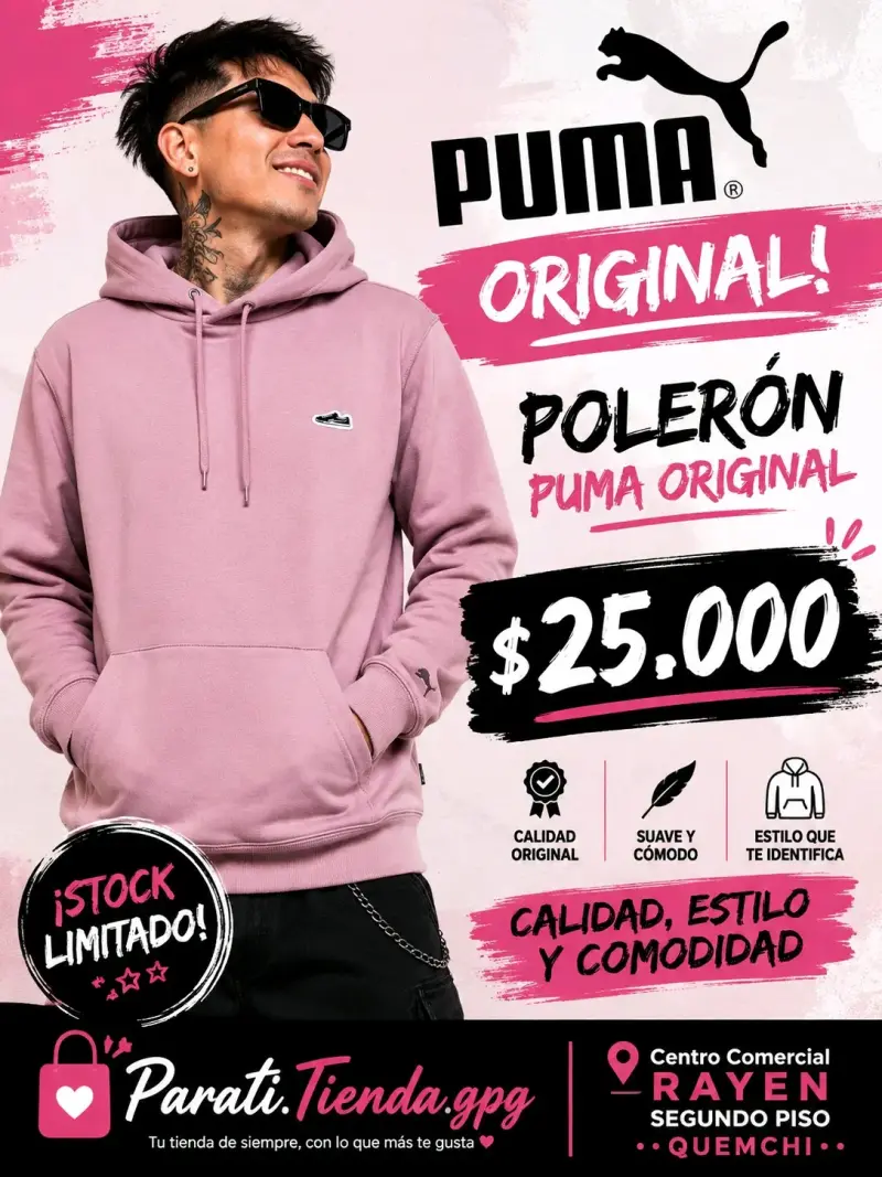 Polerón Puma Original Rosa Hombre - 2