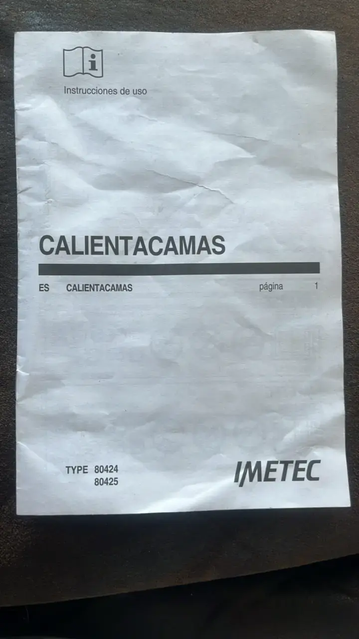 Manual Calientacamas Imetec