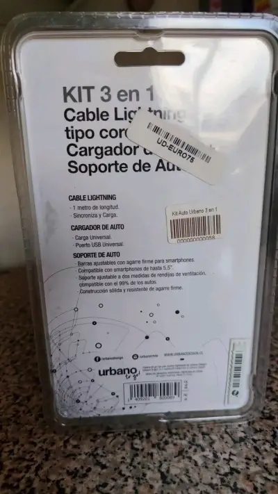 Kit 3 en 1 Urbano con Cargador de Auto y Cable Lightning - miniatura 2