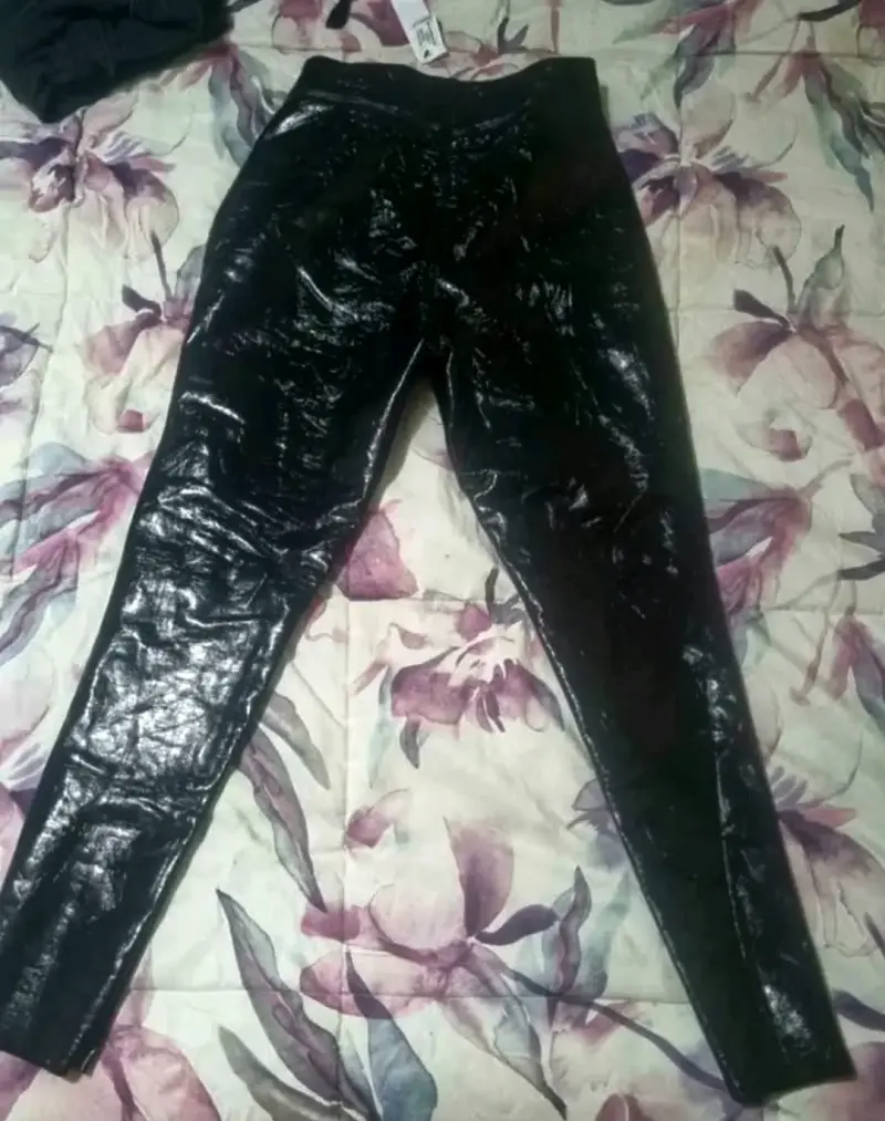 Pantalones de cuero sintético negro para mujer - 2