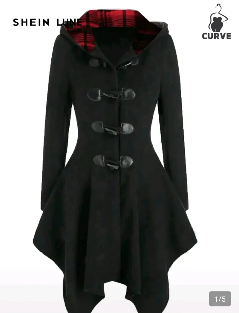 Abrigo negro con capucha Shein Curve - 1