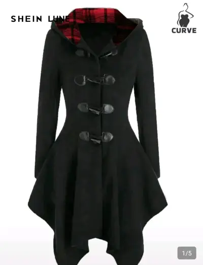 Abrigo negro con capucha Shein Curve - miniatura 1
