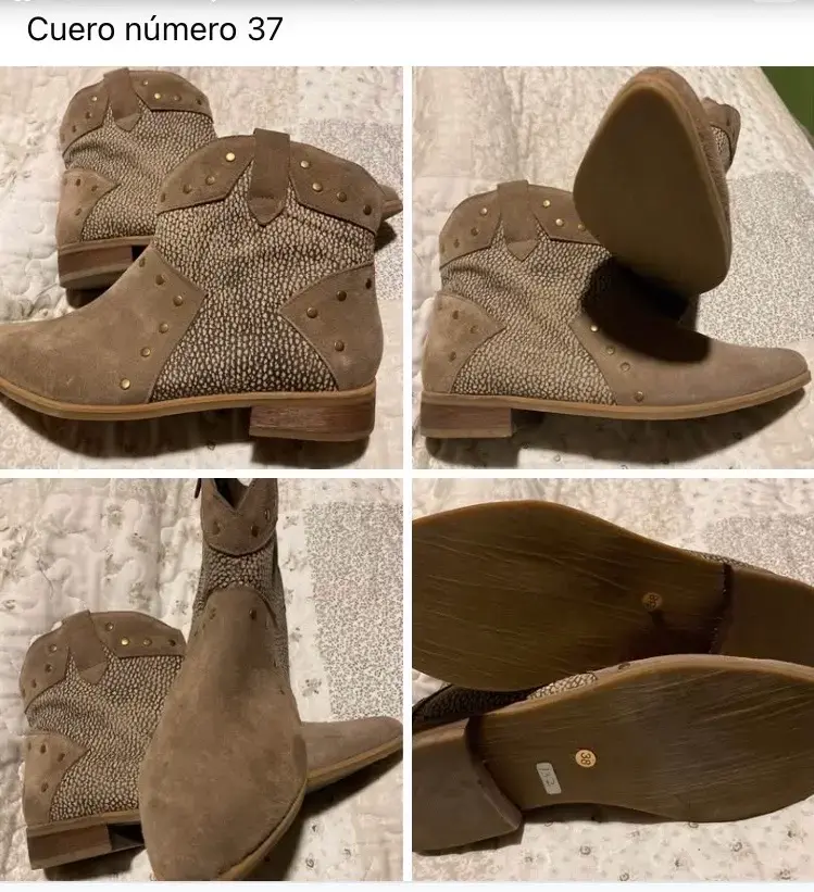 Botines de gamuza con tachuelas beige - 5