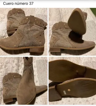 Botines de gamuza con tachuelas beige - miniatura 5