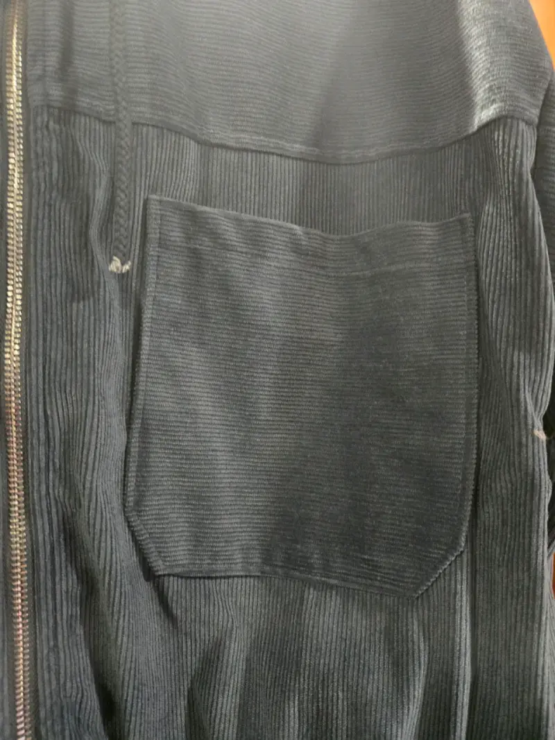 Chaqueta de pana azul con capucha para mujer - 2