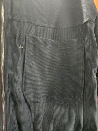 Chaqueta de pana azul con capucha para mujer - miniatura 2