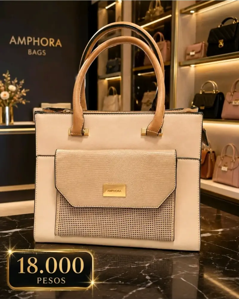 Bolso de mano Amphora beige elegante