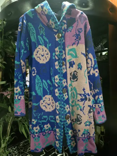 Abrigo de lana con diseño floral colorido - miniatura 1