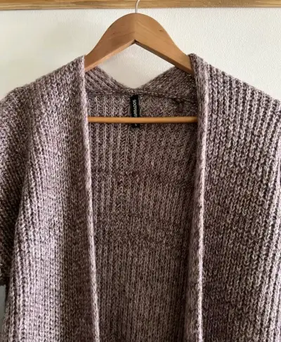 Cardigan largo de punto marrón para mujer Barbados - miniatura 2