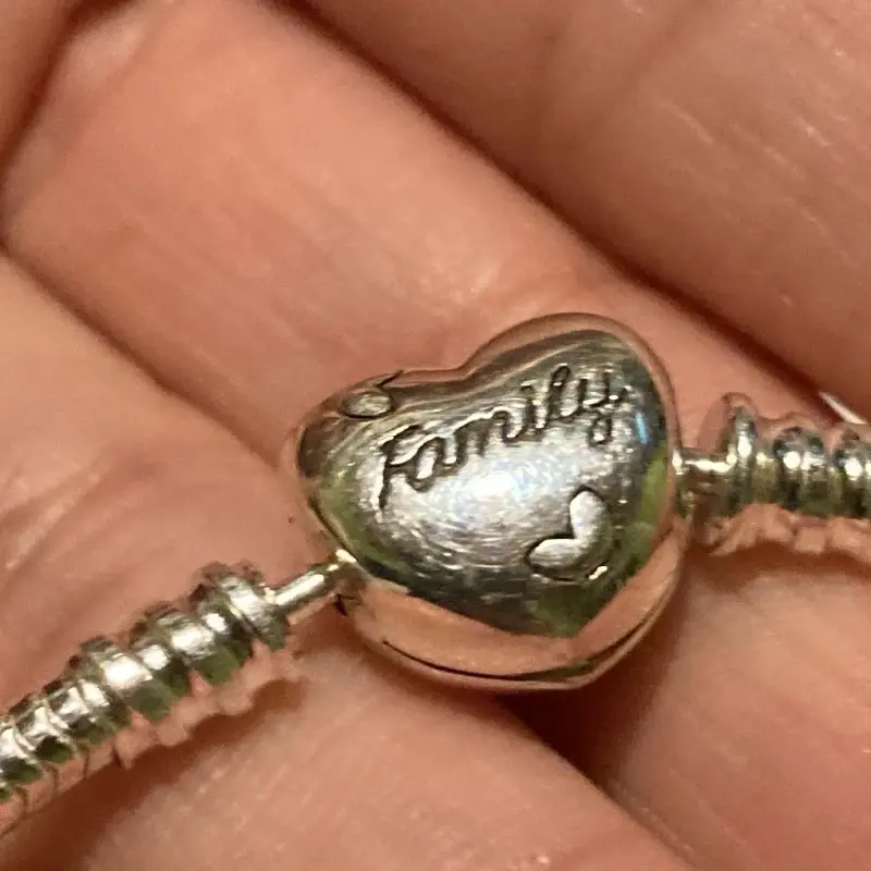 Pulsera de plata con dije de corazón 'Family' - 1