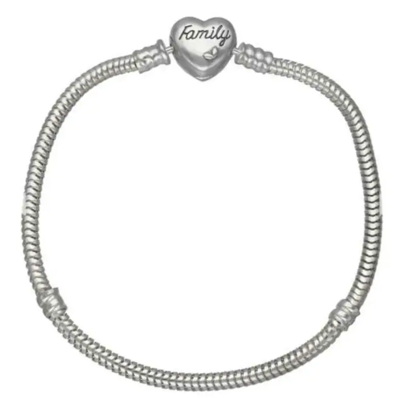 Pulsera de plata con dije de corazón 'Family' - 4
