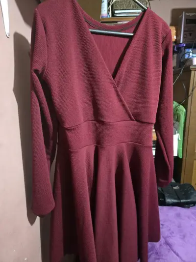 Vestido burdeos manga larga talla XL - miniatura 1