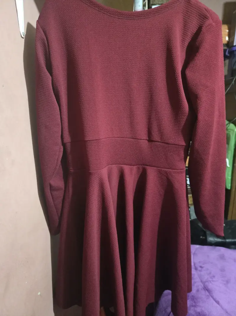 Vestido burdeos manga larga talla XL - 2