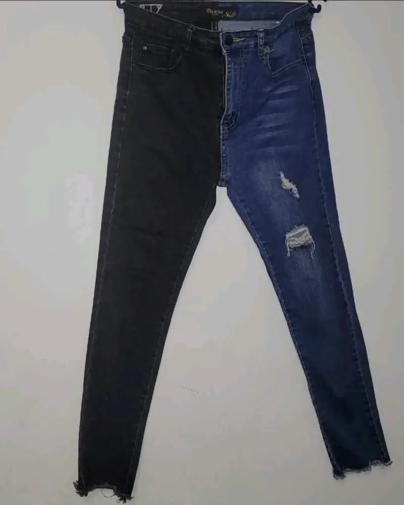 Jeans bicolor desgastados Menina - 1
