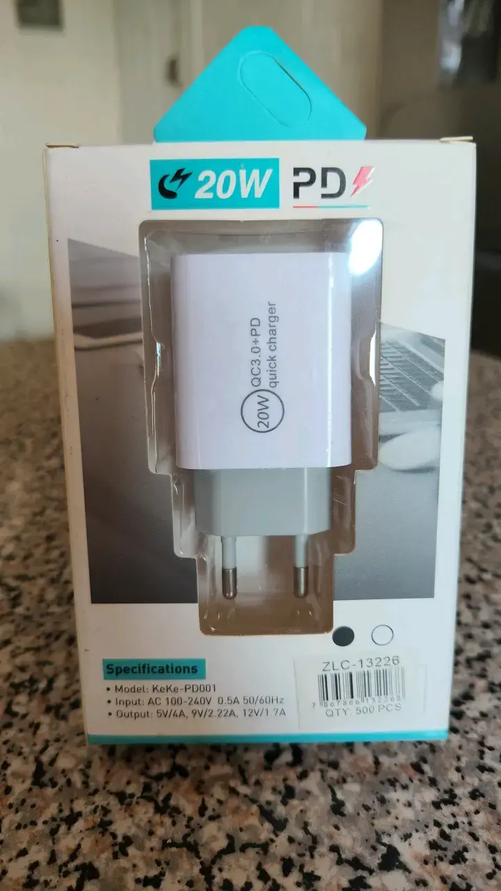 Cargador rápido 20W PD+QC3.0 blanco - 2