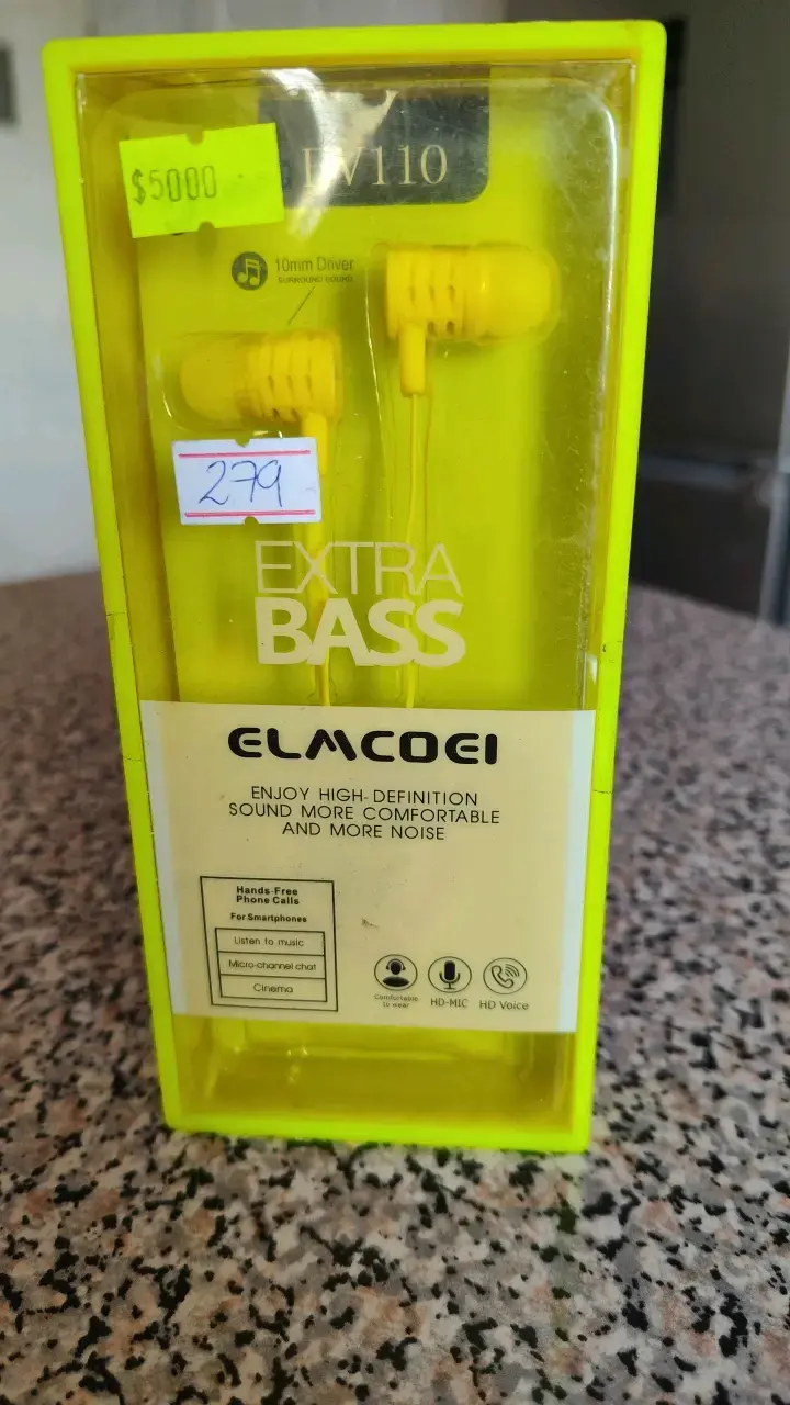 Auriculares In-Ear Elacoei Extra Bass Amarillos - 1