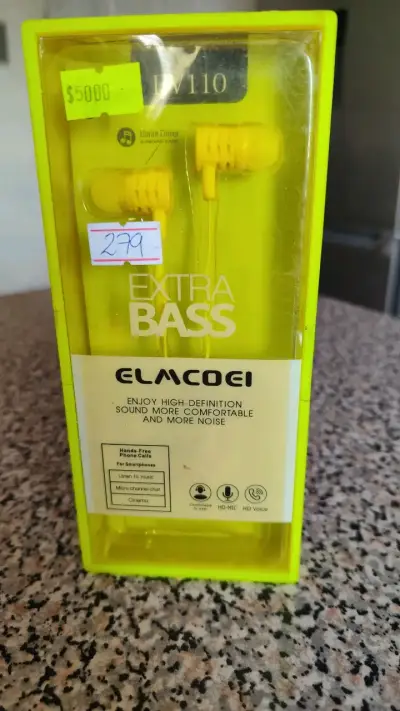Auriculares In-Ear Elacoei Extra Bass Amarillos - miniatura 1