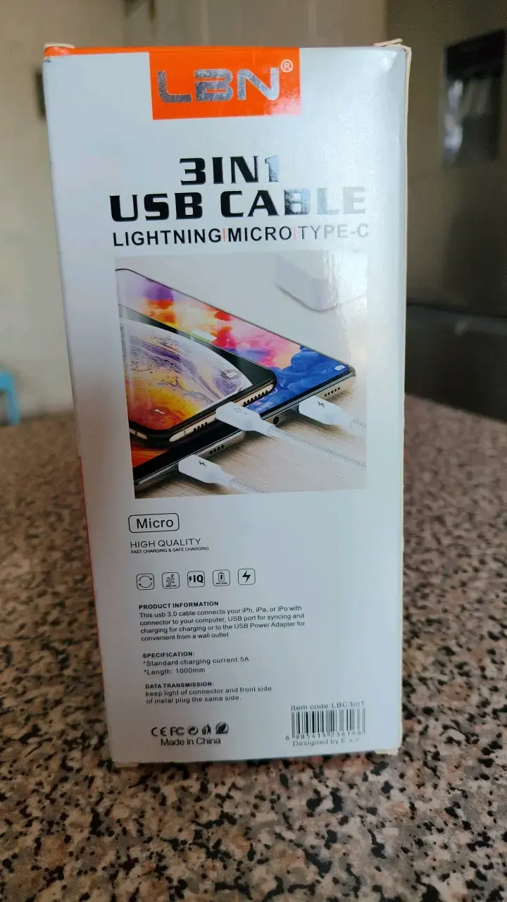Cable USB 3 en 1 LBN Lightning Micro Tipo C - 2