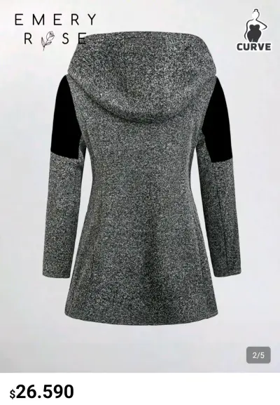 Abrigo gris con capucha y cierre metálico Emery Rose - miniatura 2