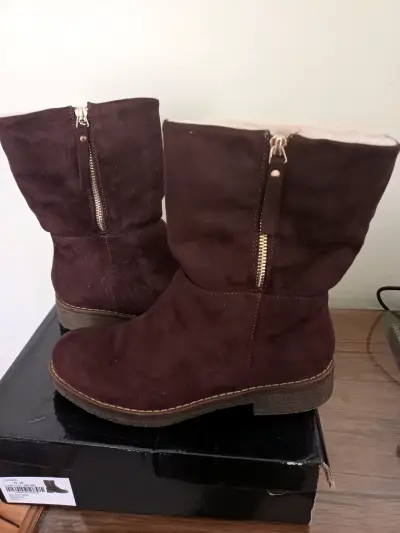 Botas de gamuza marrón con forro interior - miniatura 4