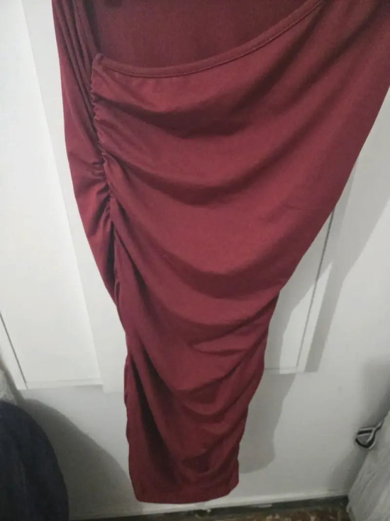 Vestido rojo un hombro Shein elegante - 2
