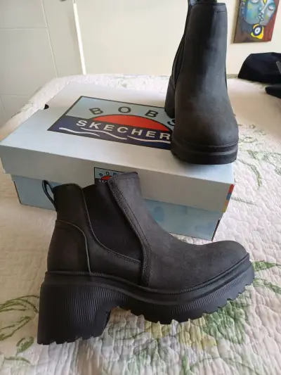 Botines negros mujer Skechers Bobs - miniatura 1