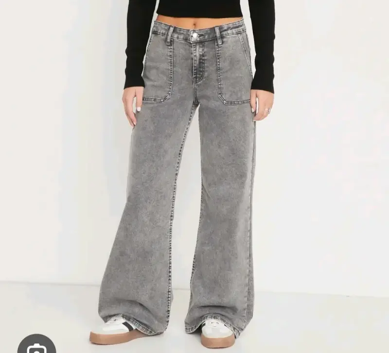 Jeans anchos grises de mujer con estilo moderno - 3