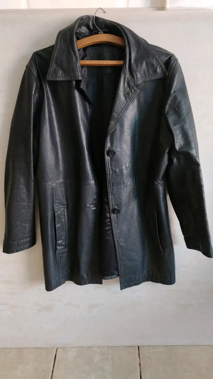 Abrigo de cuero negro para Mujer
