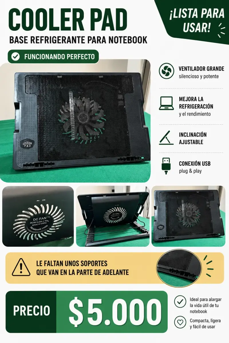 Base Refrigerante para Notebook con Ventilador Grande - 4