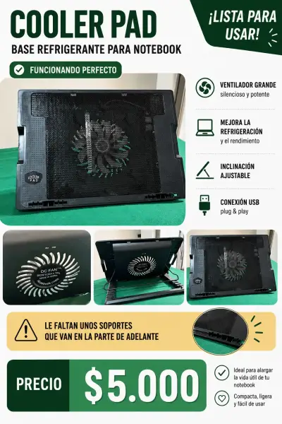 Base Refrigerante para Notebook con Ventilador Grande - miniatura 4