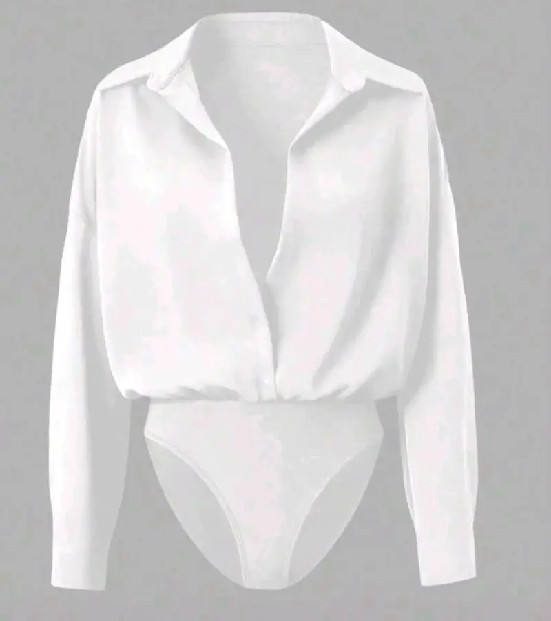 Body blusa blanca de manga larga - 2