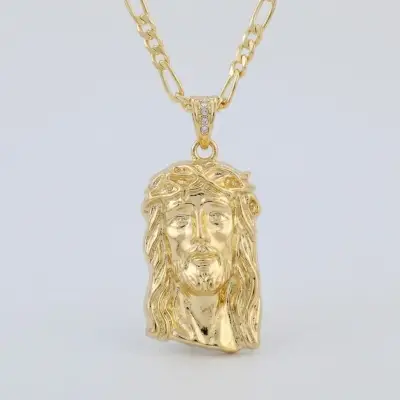 Collar de oro 18k laminadocon colgante de Jesús - miniatura 1