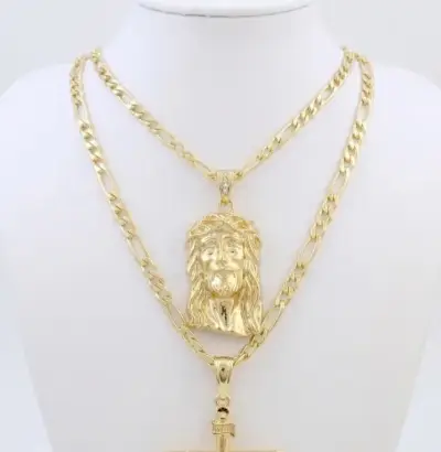 Collar de oro 18k laminadocon colgante de Jesús - miniatura 4