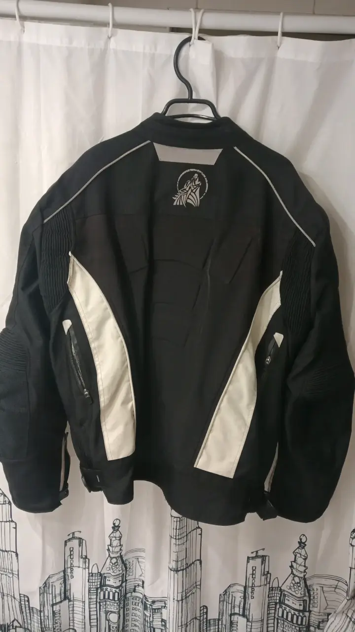 Chaqueta de moto Old Wolf negra y blanca - 2