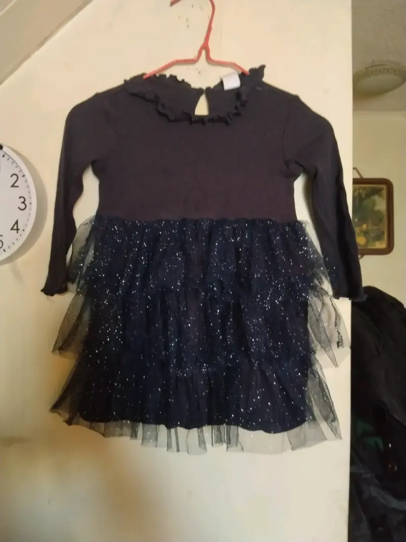 Vestido de niña H&M azul con tul brillante - 3