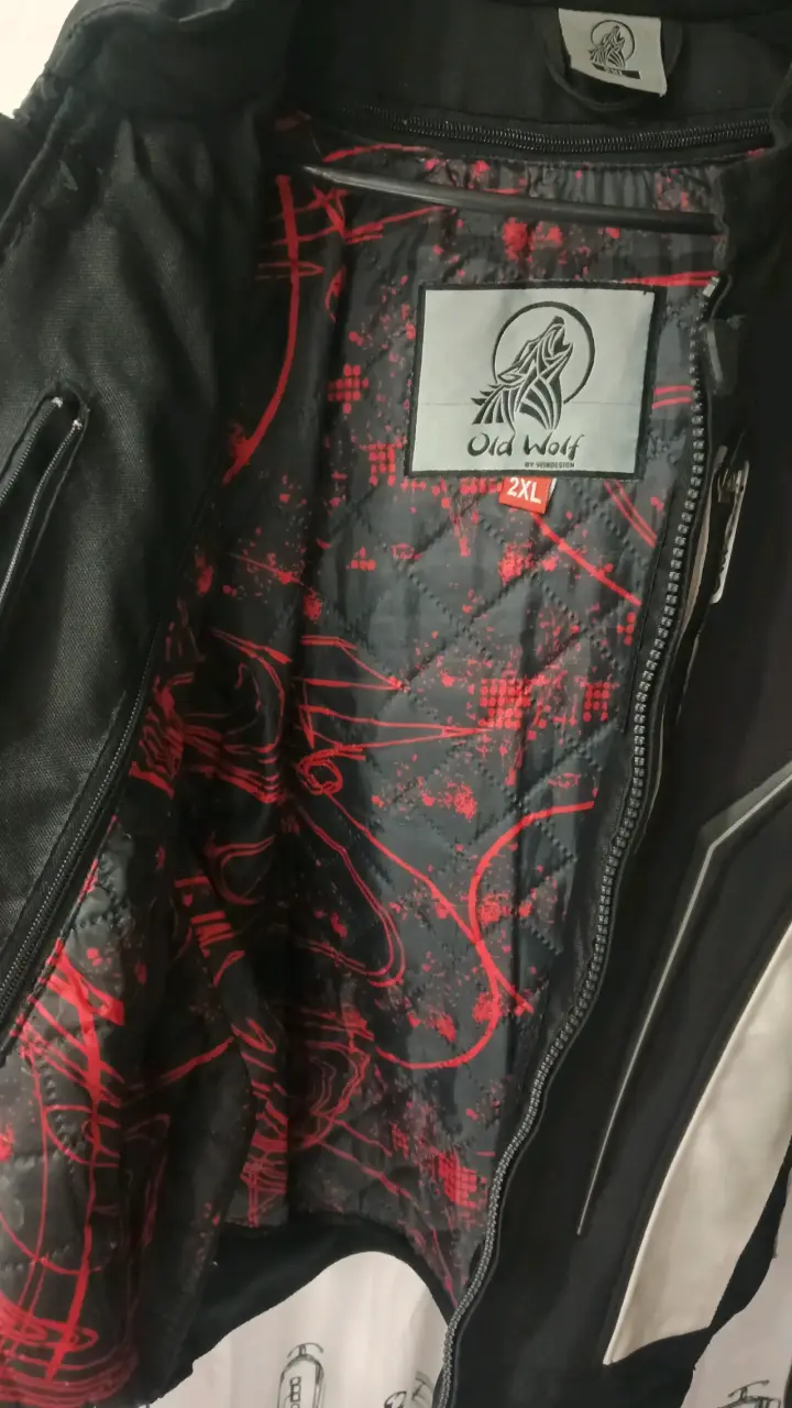 Chaqueta de moto Old Wolf negra y blanca - 6