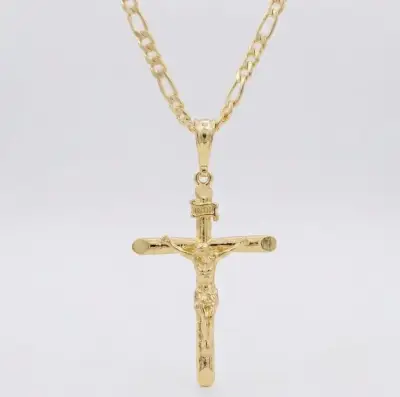 Collar de oro 18k laminado con crucifijo elegante - miniatura 1