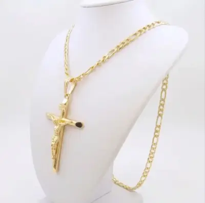 Collar de oro 18k laminado con crucifijo elegante - miniatura 2
