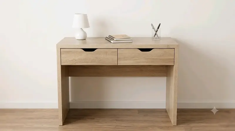 Escritorio de madera con dos cajones