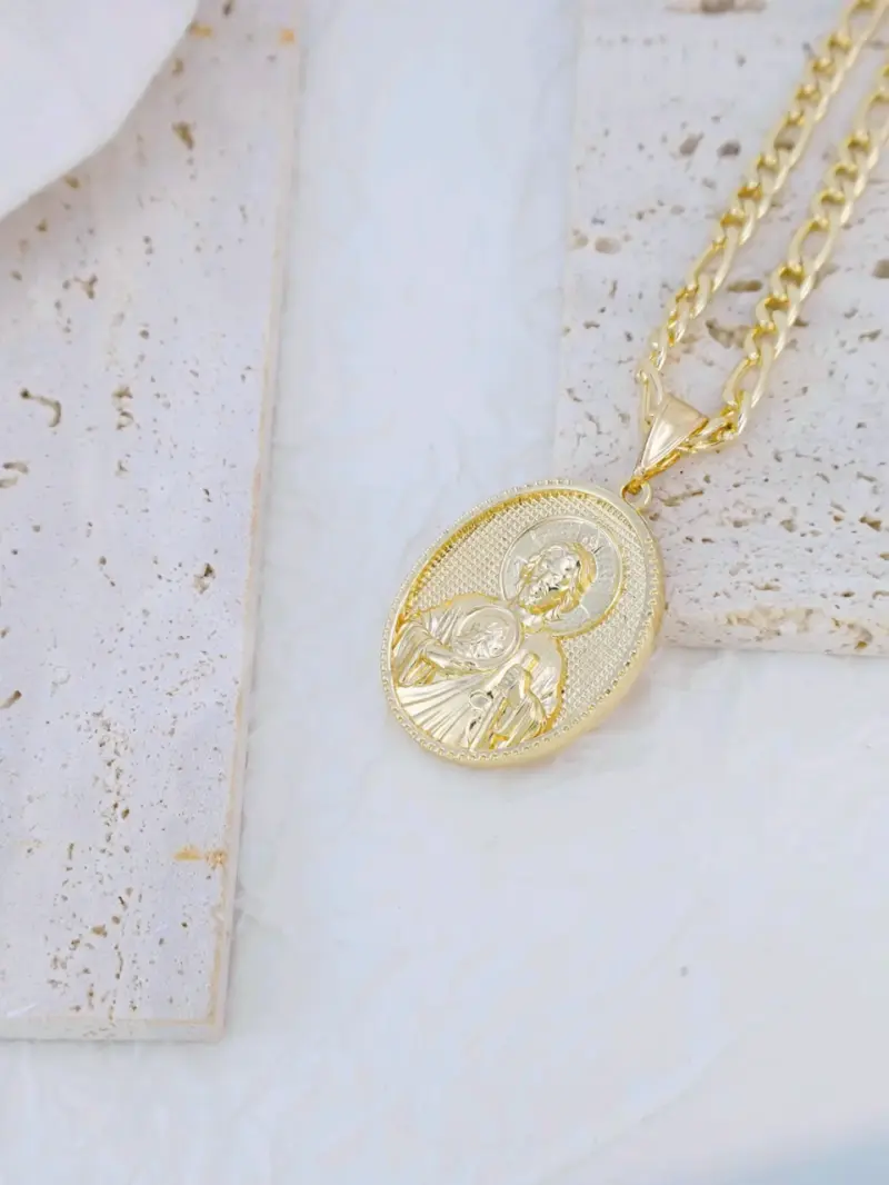 Collar de cadena con medalla de oro 18k laminado - 2
