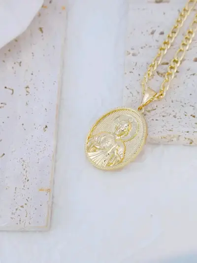 Collar de cadena con medalla de oro 18k laminado - miniatura 2