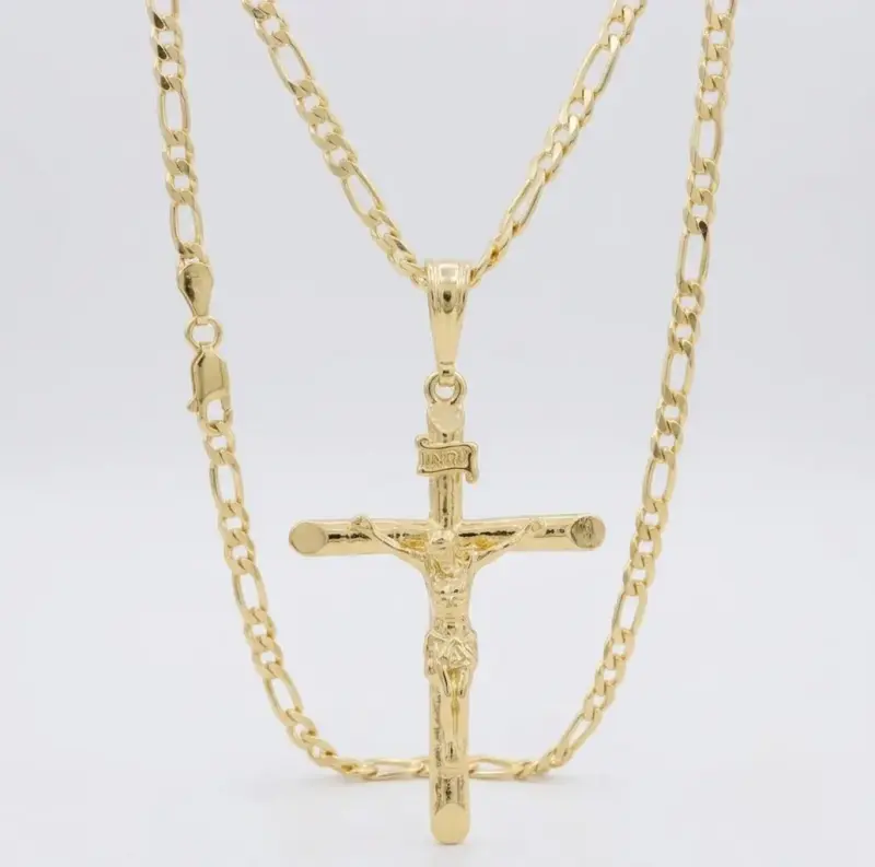 Collar de oro 18k laminado con crucifijo elegante - 3