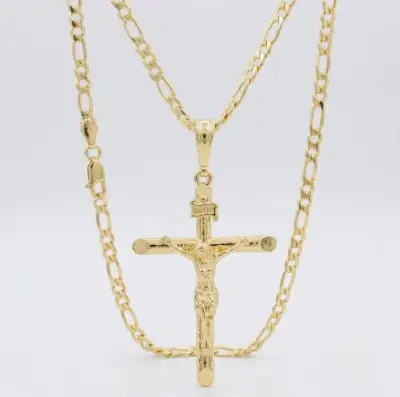 Collar de oro 18k laminado con crucifijo elegante - miniatura 3