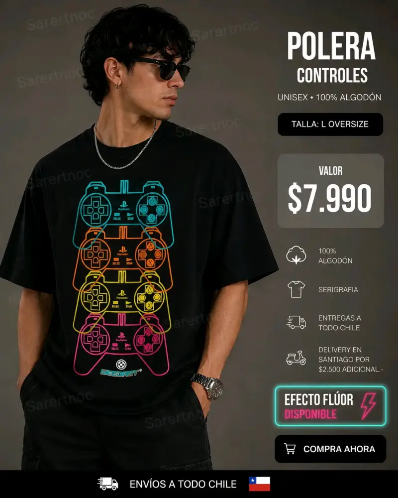 Polera de controles de videojuego