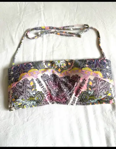 Traje baño bandeau estampado multicolor para mujer - miniatura 1