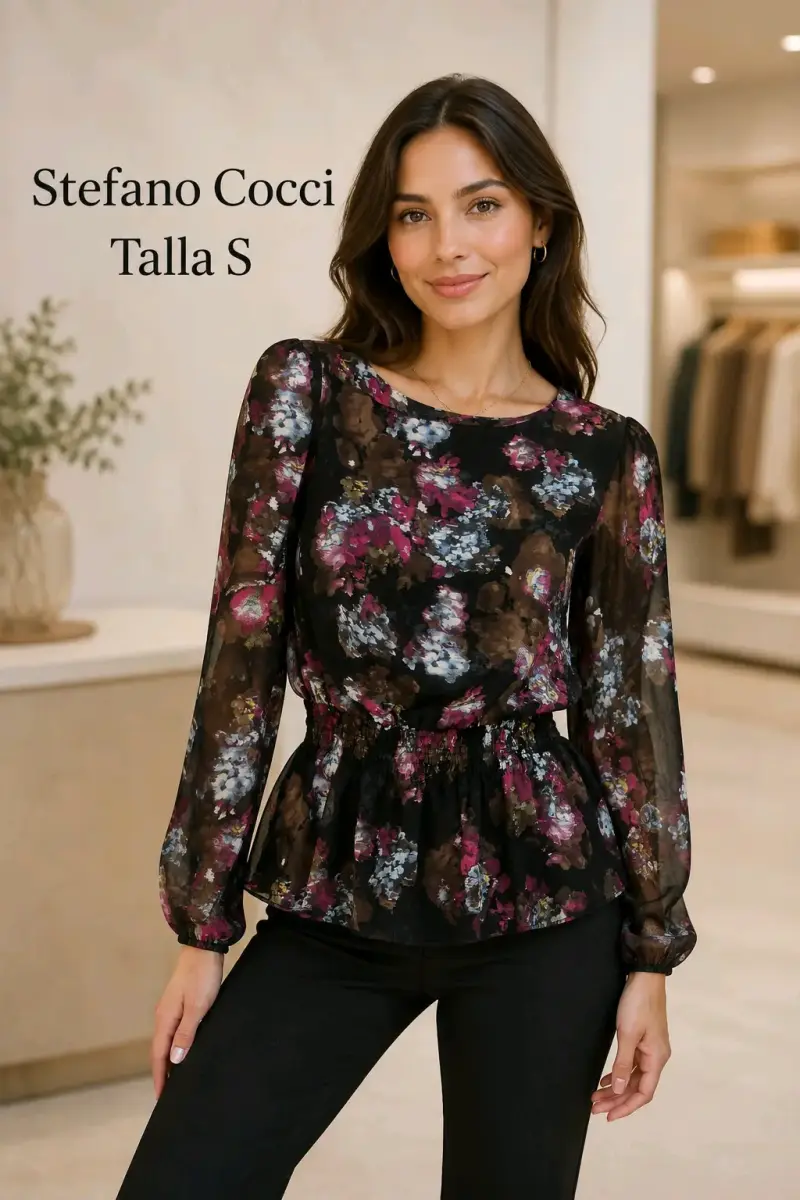 Blusa floral transparente Stefano Cocci talla S